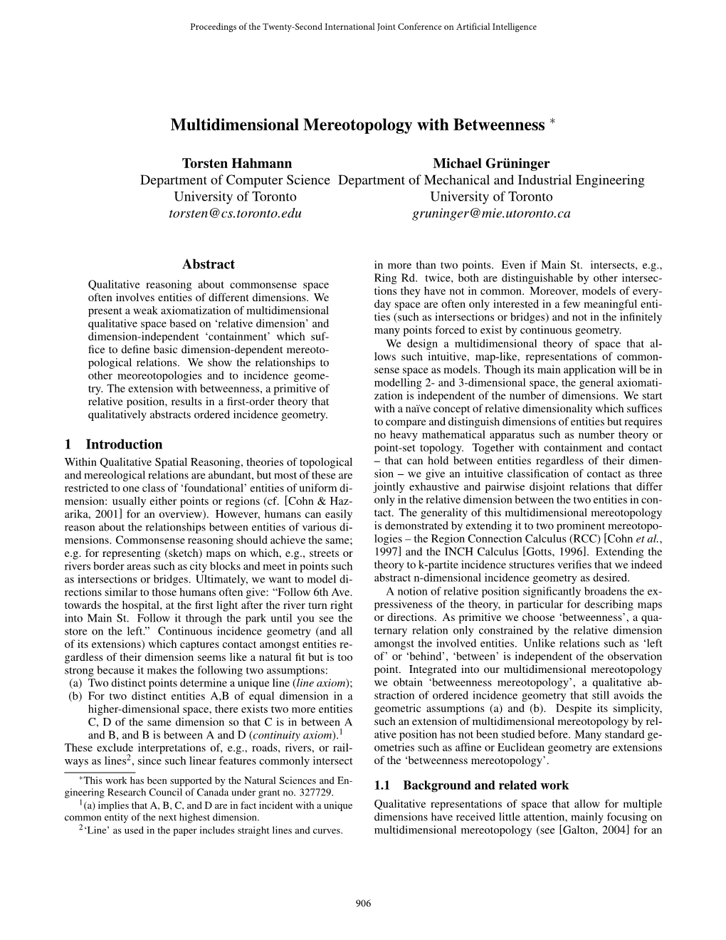 Multidimensional Mereotopology with Betweenness ∗