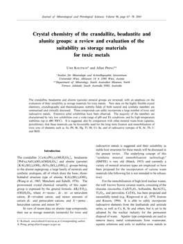 Crystal Chemistry of the Crandallite, Beudantite and Alunite Groups