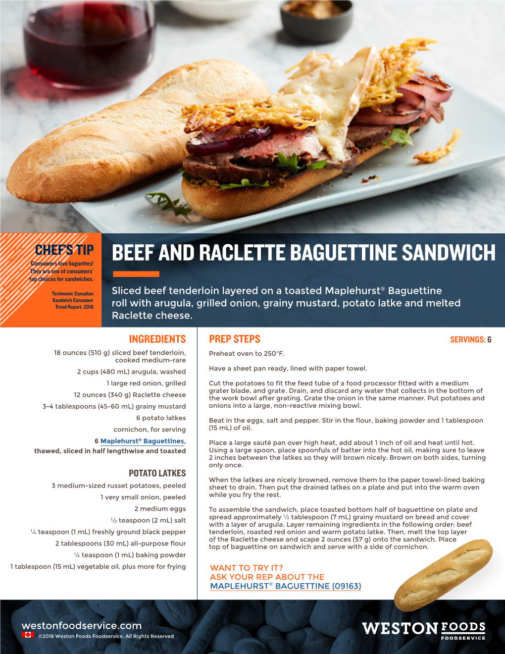 BEEF and RACLETTE BAGUETTINE SANDWICH They Are One of Consumers' Top Choices for Sandwiches