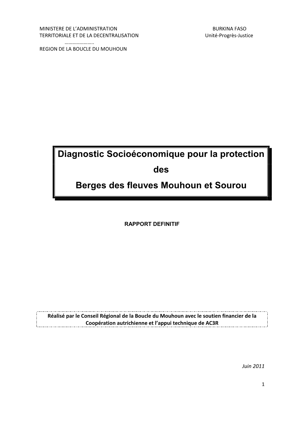 Diagnostic Socioéconomique Pour La Protection Des Berges-Ben