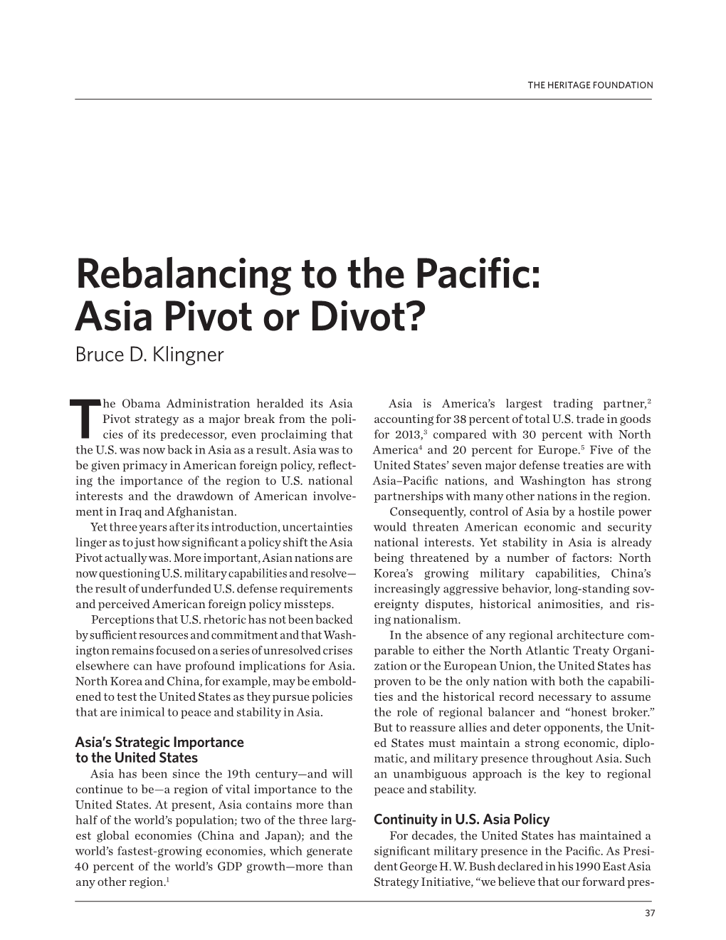 Asia Pivot Or Divot? Bruce D