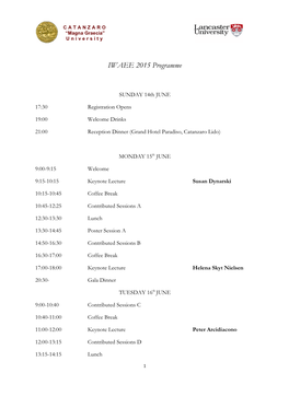 IWAEE 2015 Programme