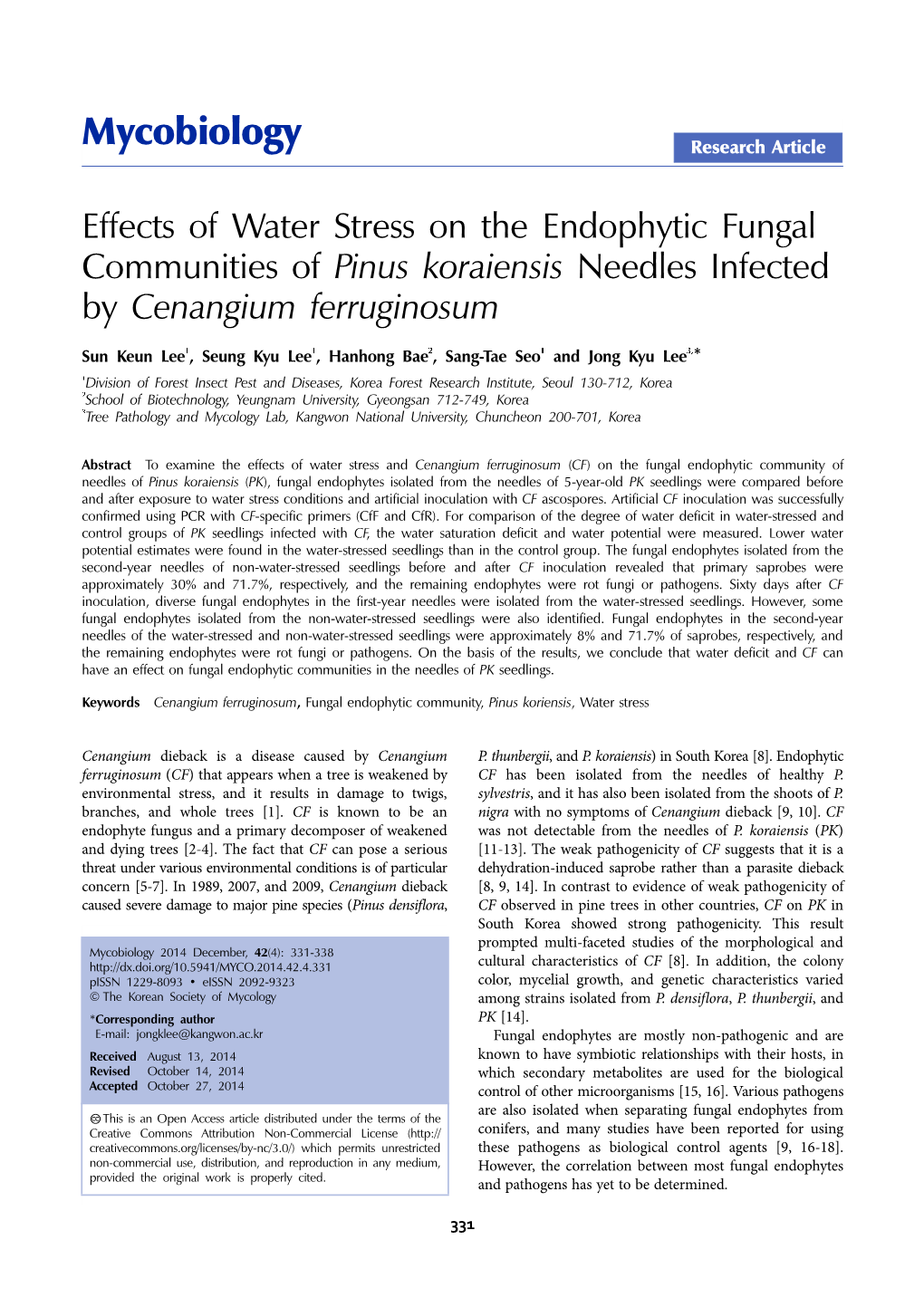 Mycobiology Research Article