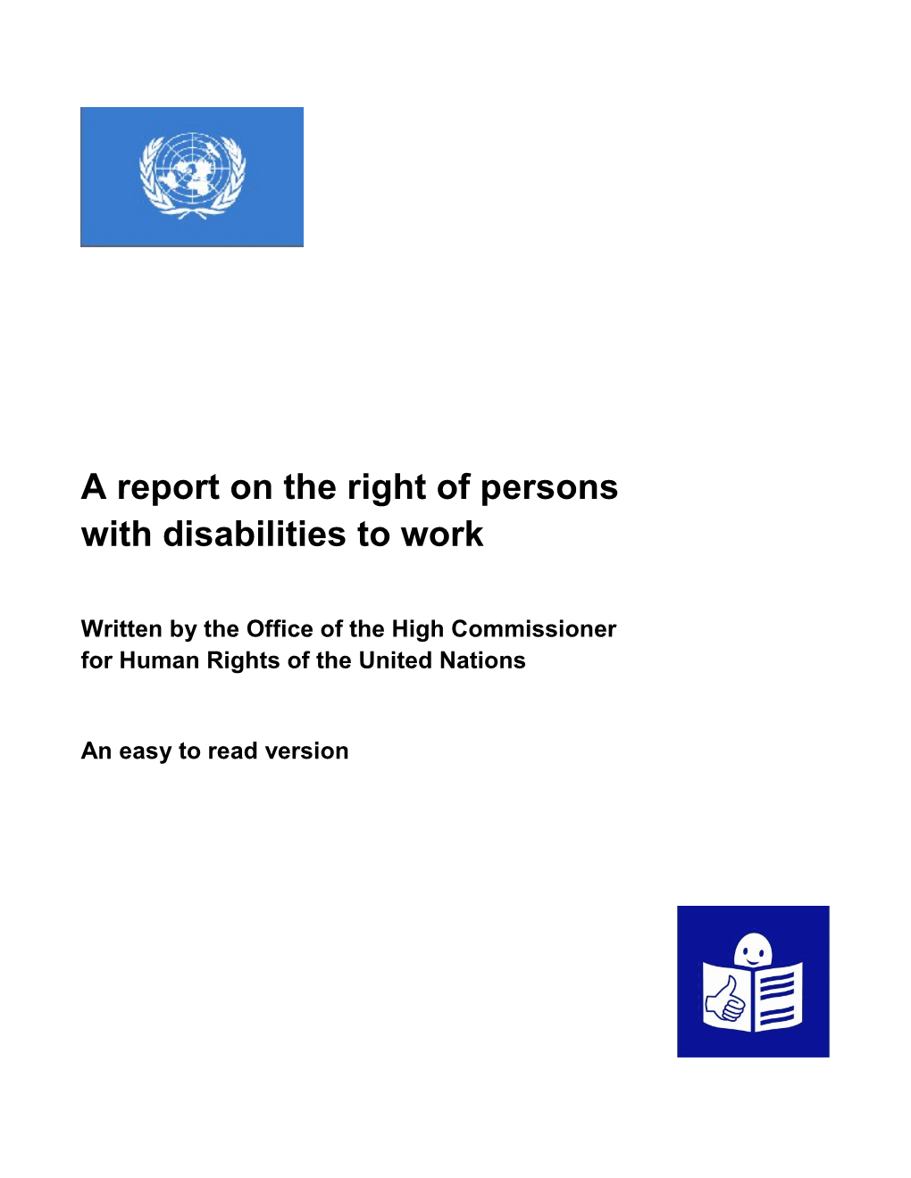 A Report on the Right of Persons with Disabilities to Work