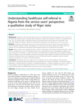 Understanding Healthcare Self-Referral in Nigeria from The