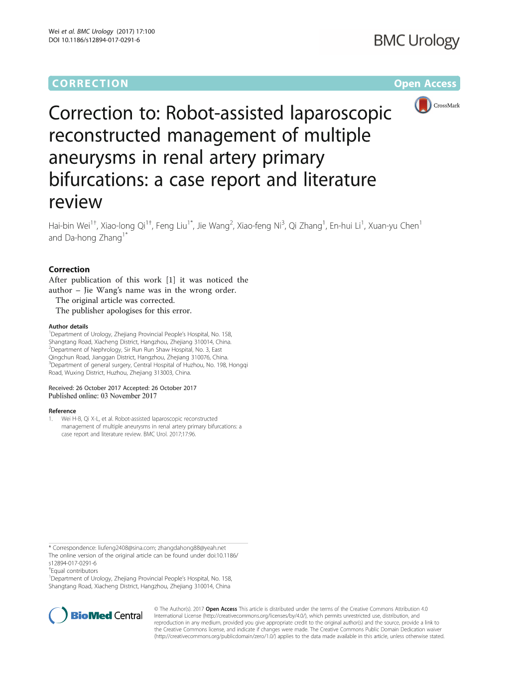 Correction To: Robot-Assisted Laparoscopic