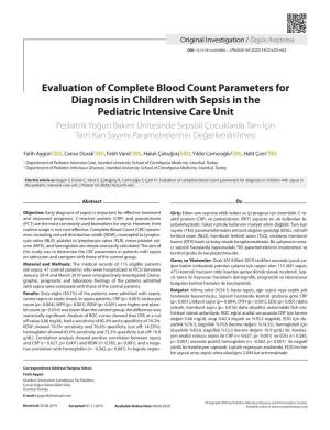 Evaluation of Complete Blood Count Parameters for Diagnosis In