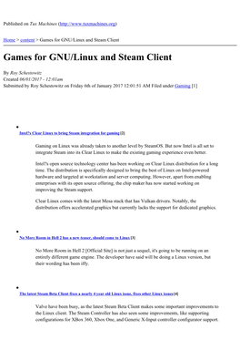 Games for GNU/Linux and Steam Client