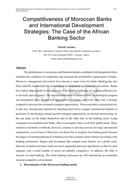 Competitiveness of Moroccan Banks and International Development Strategies: the Case of the African Banking Sector