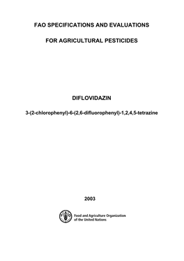 FAO Specifications and Evaluations for Agricultural Pesticides