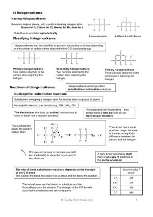 Classifying Halogenoalkanes Reactions Of