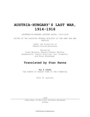 Austria-Hungary's Last War, 1914-1918