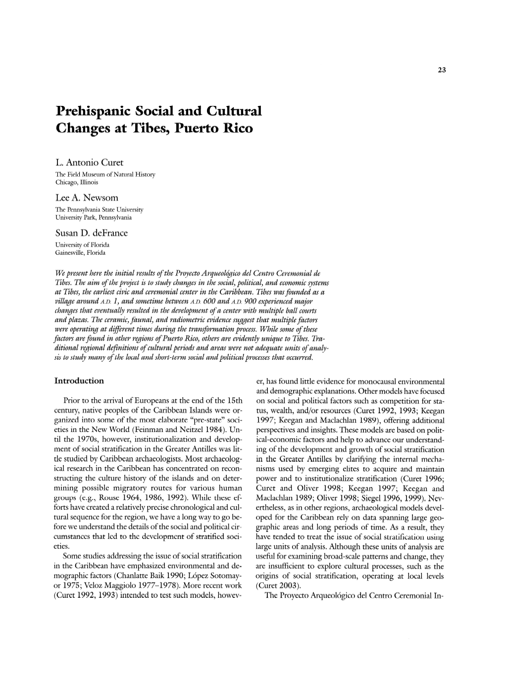 Prehispanic Social and Cultural Changes at Tibes, Puerto Rico