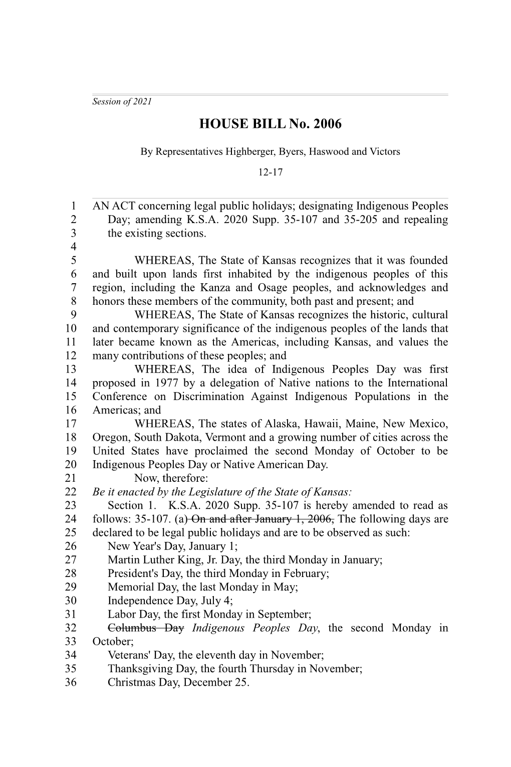 HOUSE BILL No. 2006