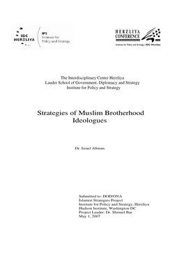 Strategies of Muslim Brotherhood Ideologues