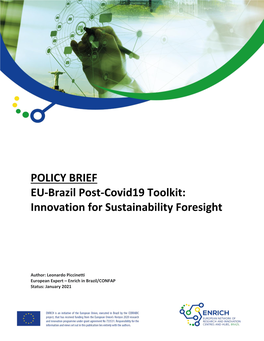 POLICY BRIEF EU-Brazil Post-Covid19 Toolkit: Innovation for Sustainability Foresight