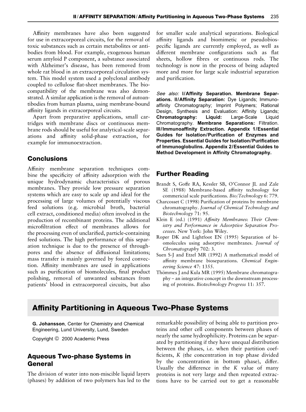 Affinity Partitioning in Aqueous Two-Phase Systems