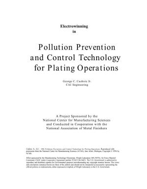 Electrowinning in Pollution Prevention and Control Technology for Plating Operations