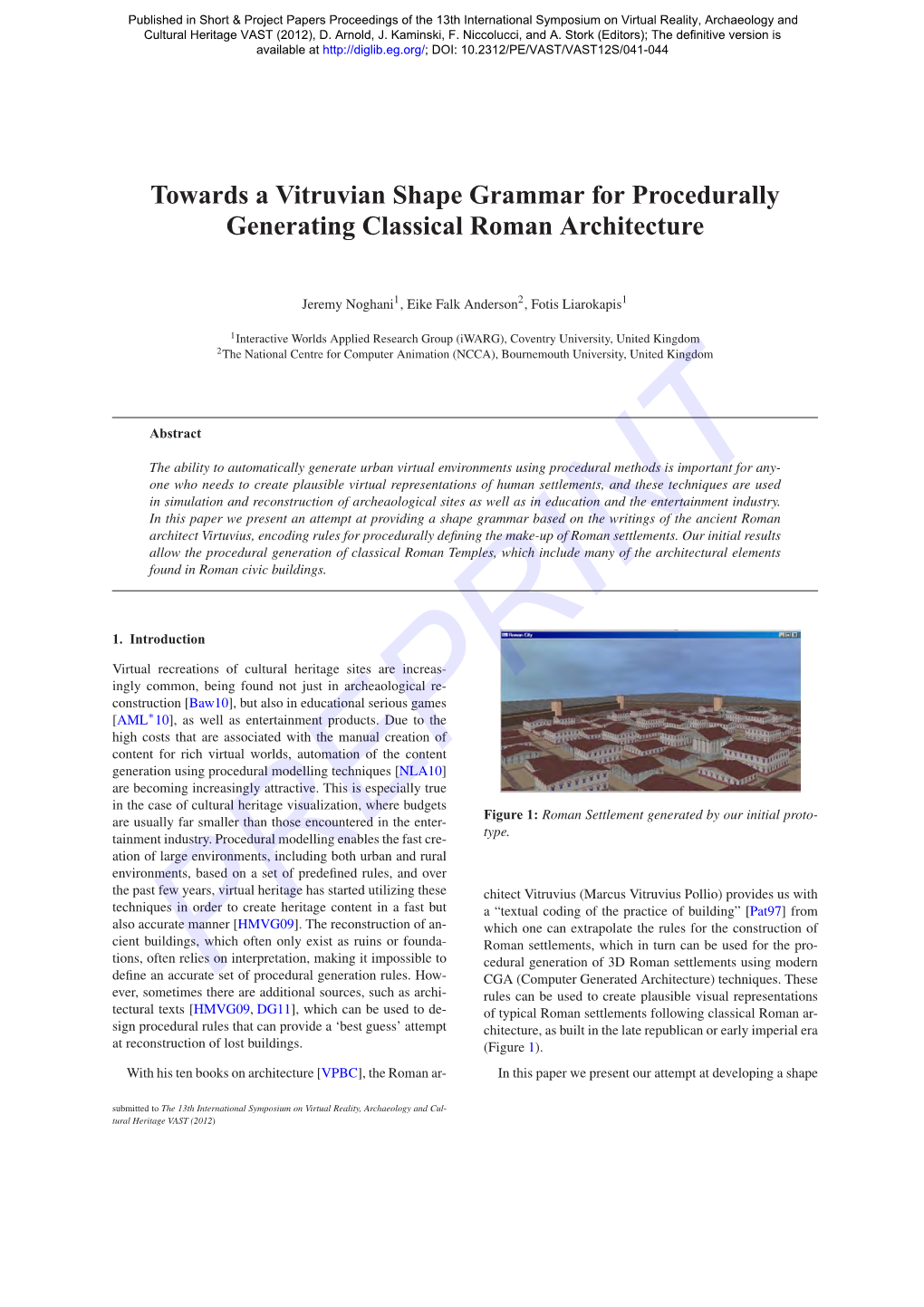 Towards a Vitruvian Shape Grammar for Procedurally Generating Classical Roman Architecture