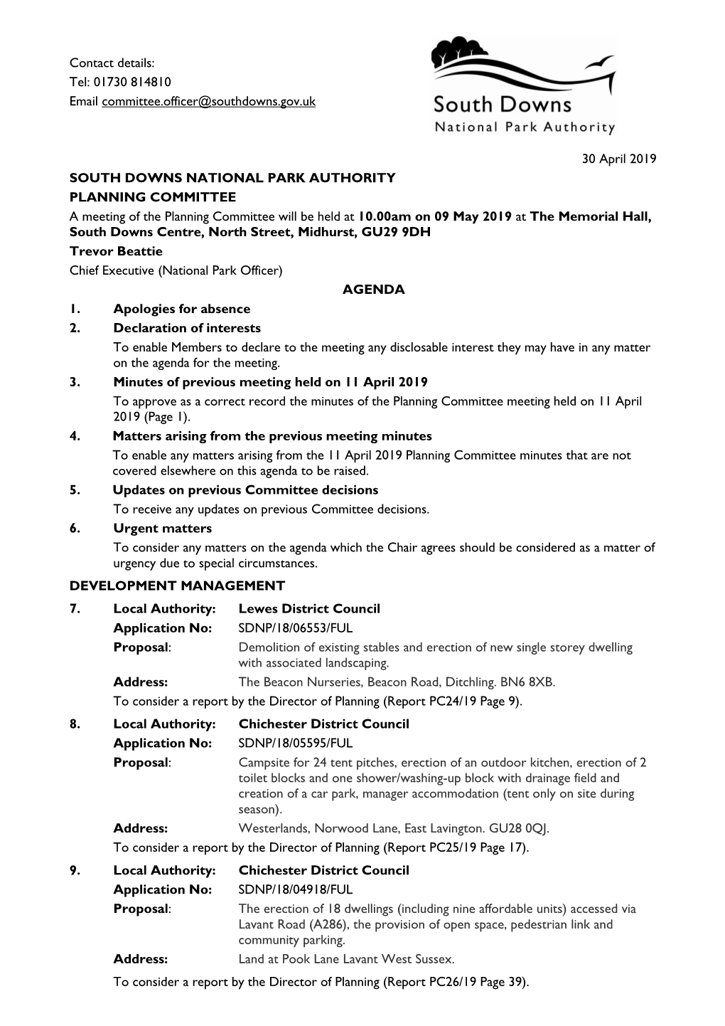 Planning Committee Agenda