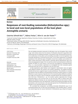 Responses of Root-Feeding Nematodes (Helicotylenchus Spp.) to Local and Non-Local Populations of the Host Plant Ammophila Arenaria