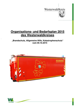 Organisations- Und Bedarfsplan 2015 Des Westerwaldkreises