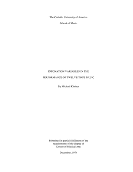 Intonation Variables in the Performance of Twelve-Tone Music”