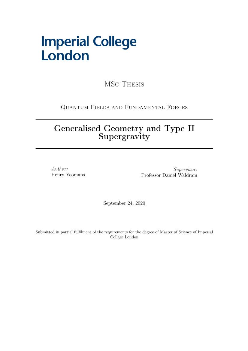 Generalised Geometry and Type II Supergravity