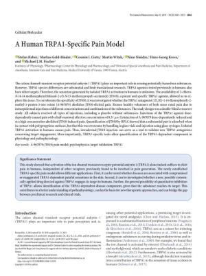 A Human TRPA1-Specific Pain Model