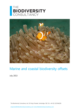 Marine and Coastal Biodiversity Offsets