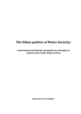 The Ethno-Politics of Water Security