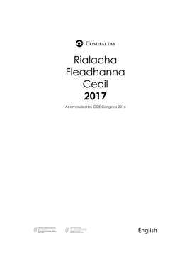 Rialacha Fleadhanna Ceoil 2017 As Amended by CCÉ Congress 2016
