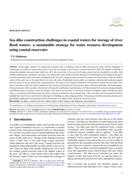 Sea Dike Construction Challenges in Coastal Waters for Storage of River ﬂood Waters: a Sustainable Strategy for Water Resource Development Using Coastal Reservoirs