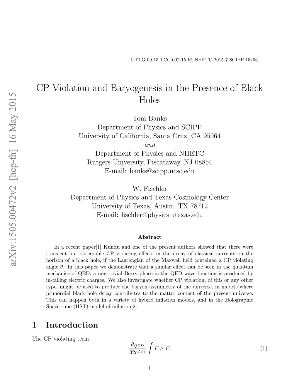 CP Violation and Baryogenesis in the Presence of Black Holes