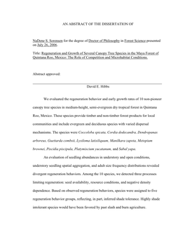 Regeneration and Growth of Several Canopy Tree Species in the Maya Forest of Quintana Roo, Mexico: the Role of Competition and Microhabitat Conditions