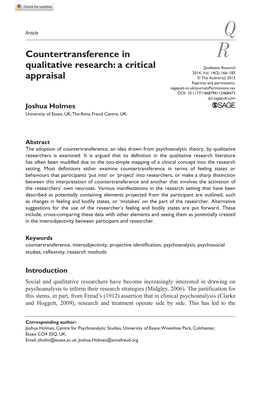 Countertransference in Qualitative Research: a Critical Appraisal