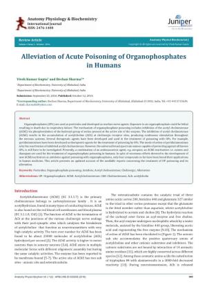 Alleviation of Acute Poisoning of Organophosphates in Humans