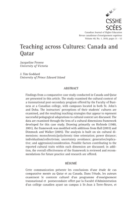 Teaching Across Cultures: Canada and Qatar