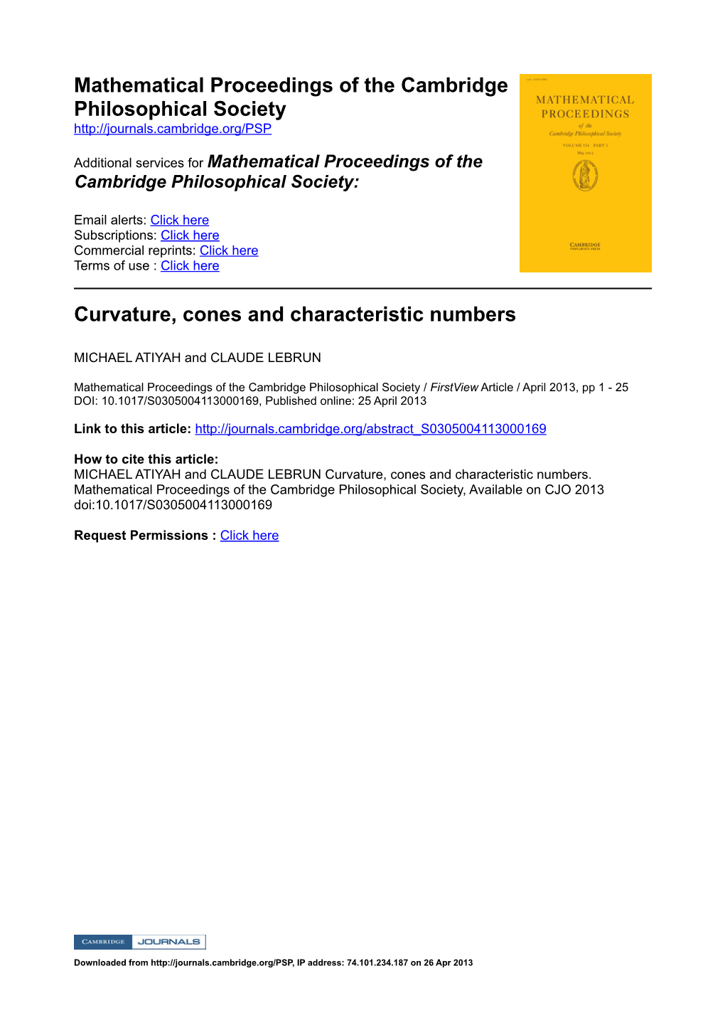 Mathematical Proceedings of the Cambridge Philosophical Society