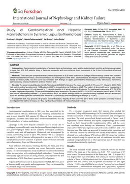 Study of Gastrointestinal and Hepaticmanifestations in Systemic Lupus Erythematosus