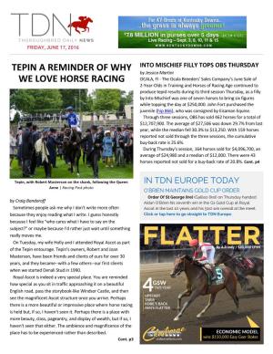 Tepin a Reminder of Why We Love Horse Racing