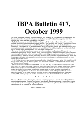IBPA Bulletin 417, October 1999