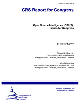 Open Source Intelligence (OSINT): Issues for Congress