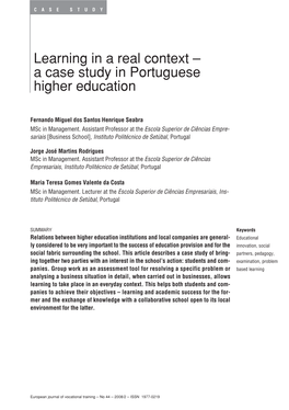 Learning in a Real Context--A Case Study in Portuguese Higher