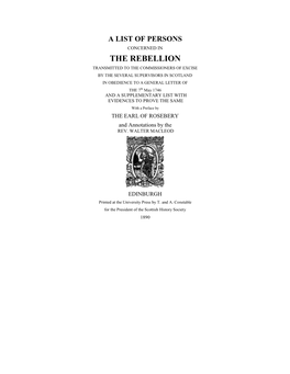 A List of Persons Concerned in the Rebellion