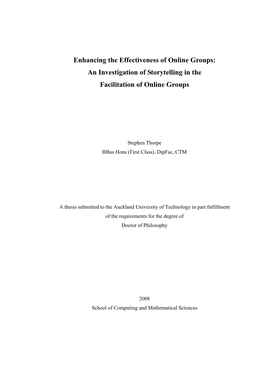 An Investigation of Storytelling in the Facilitation of Online Groups