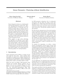 Linear Dynamics: Clustering Without Identification