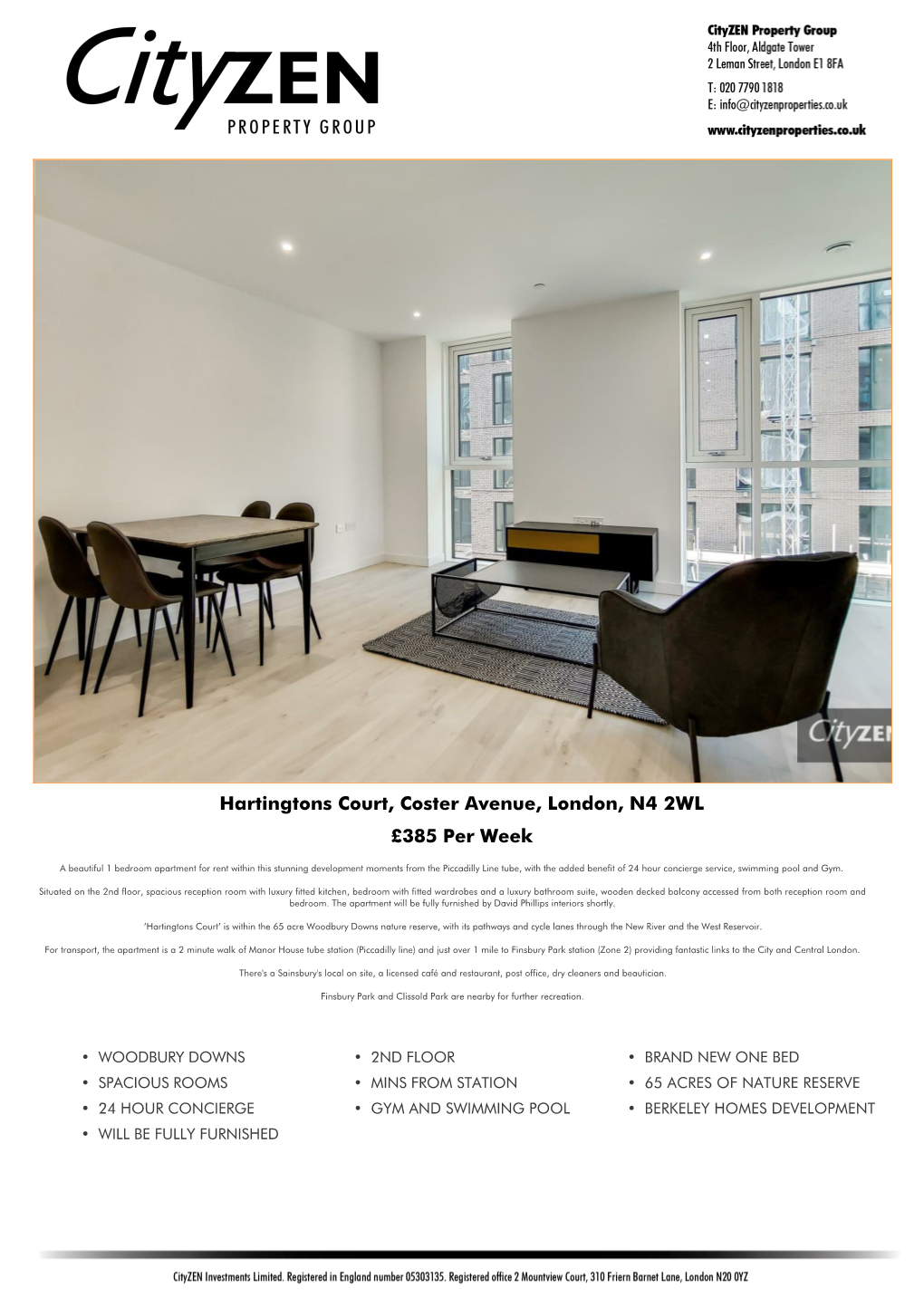 Hartingtons Court, Coster Avenue, London, N4 2WL £385 Per Week