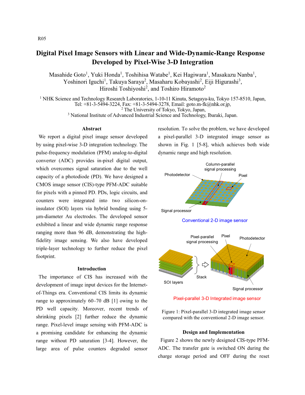 Digital Pixel Image Sensors with Linear and Wide-Dynamic-Range Response Developed by Pixel-Wise 3-D Integration