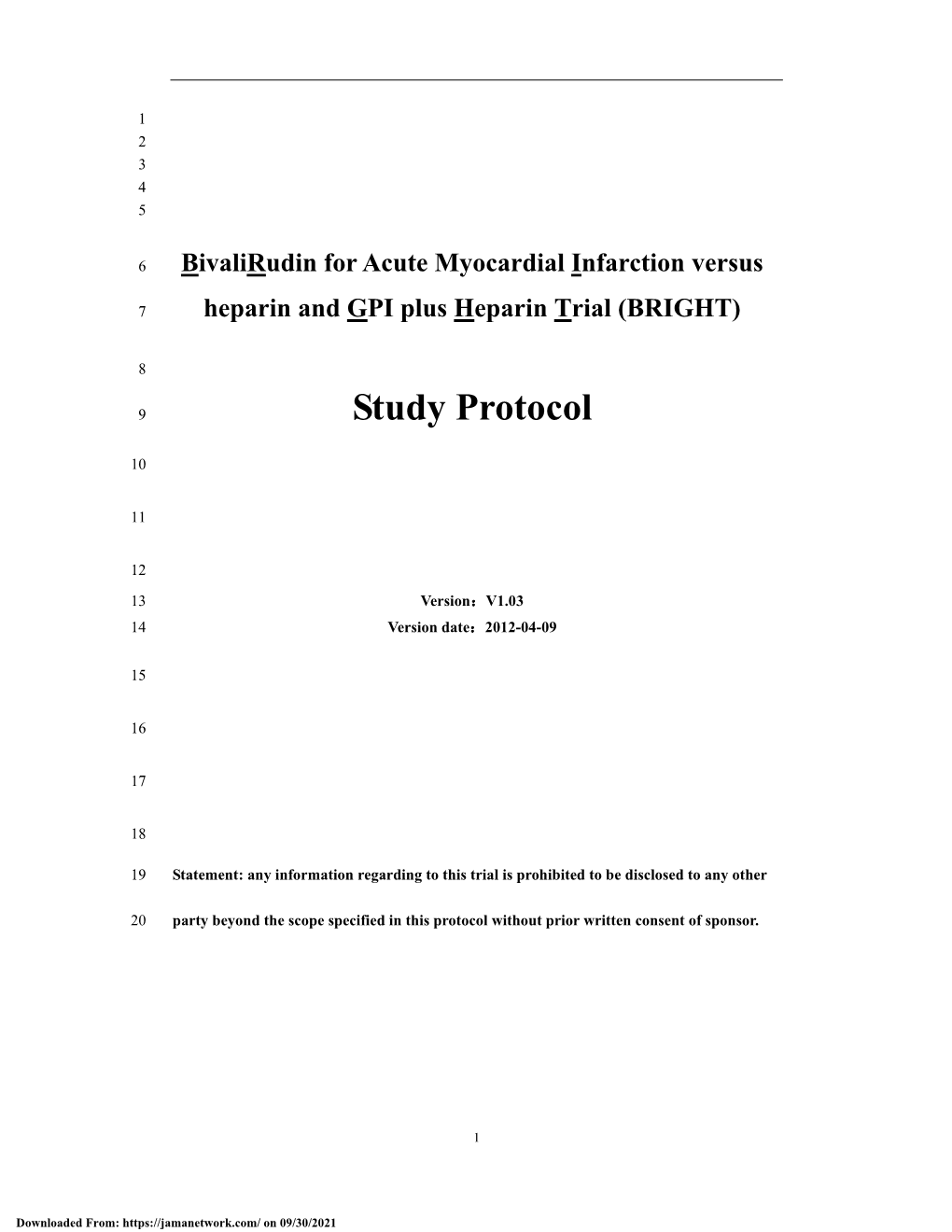 Bivalirudin Vs Heparin with Or Without Tirofiban During